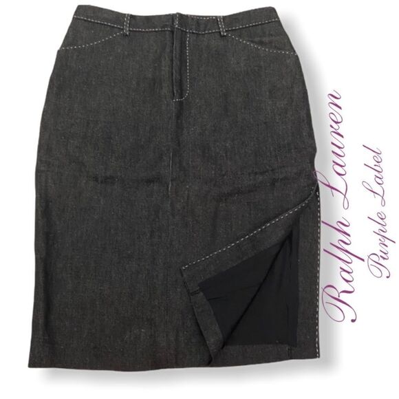 Vintage Ralph Lauren Collection Purple Label Black Linen Skirt - Picture 13 of 13